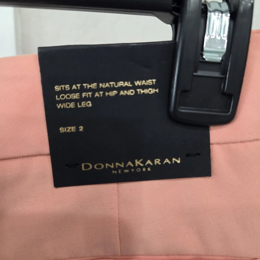 DONNA KARAN NEW YORK PEACH WIDE LEG PANTS SIZE 2 NWT